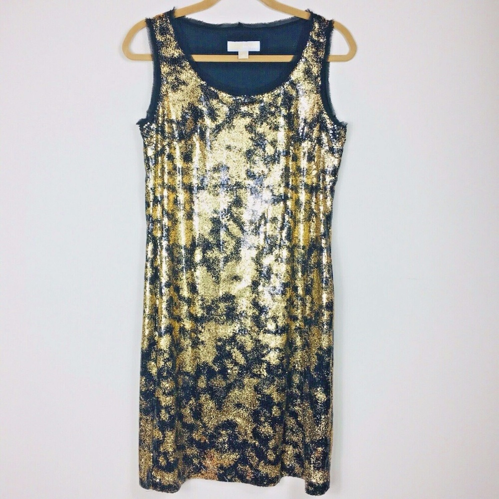 Michael Kors Sz Small Black Gold Party Dress